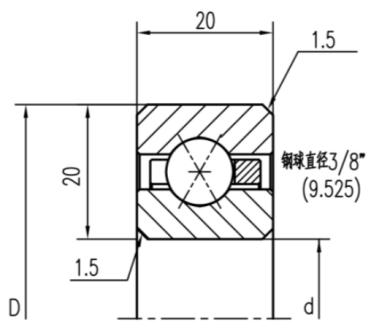 公制四点接触球薄壁轴承(X型)参数图 公制四点接触球薄壁轴承(X型)参数图