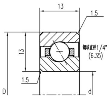 公制角接触球薄壁轴承（A型）尺寸图