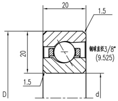 公制角接触球薄壁轴承（A型）尺寸图